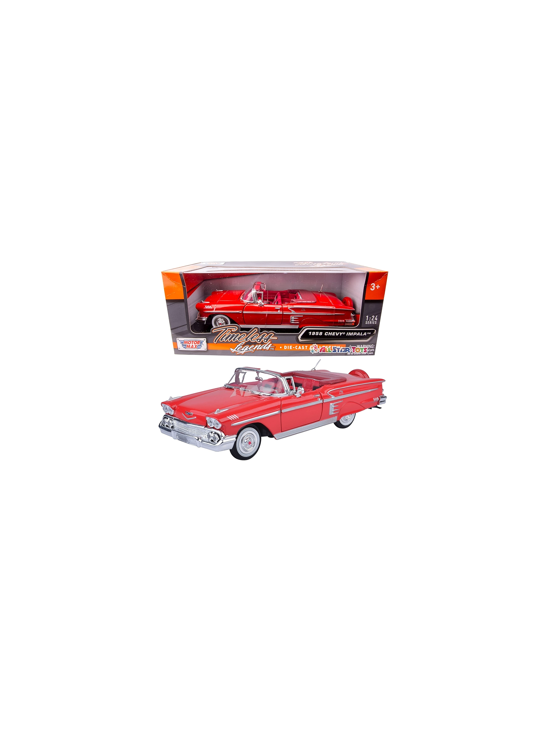 Chevrolet Impala Convertible 1958 rojo 1:24 Motormax – Clásico americano Timeless Legends en Chile 1