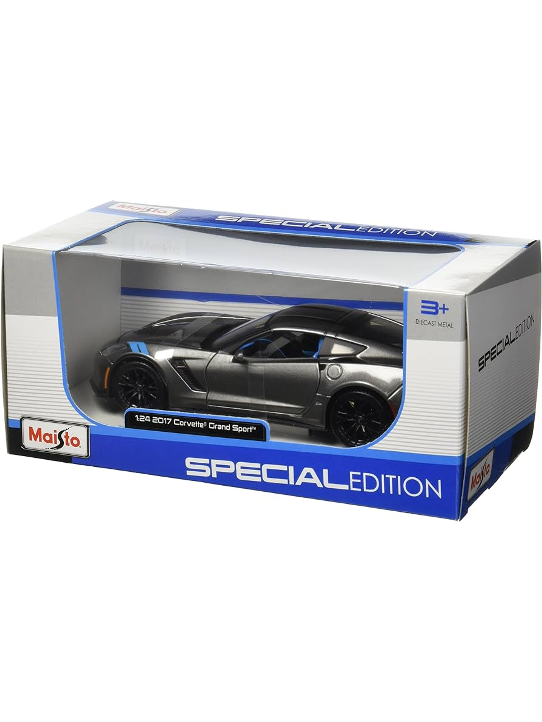 Maisto 1:24 2017 Corvette Grand Sport gris metálico – Deportivo americano C7 para coleccionistas en Chile 1