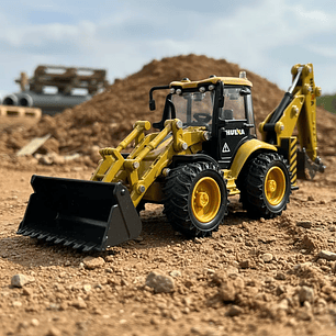 Retroexcavadora escala 1:50 en Metal | Vehículo de Construcción Coleccionable para Niños y Adulto