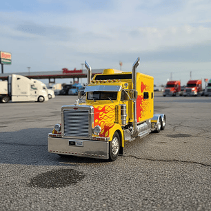 Peterbilt 379 Custom (2002) – IXO TR193.22 – Escala 1:43. – Camión americano clásico con sleeper y flamas