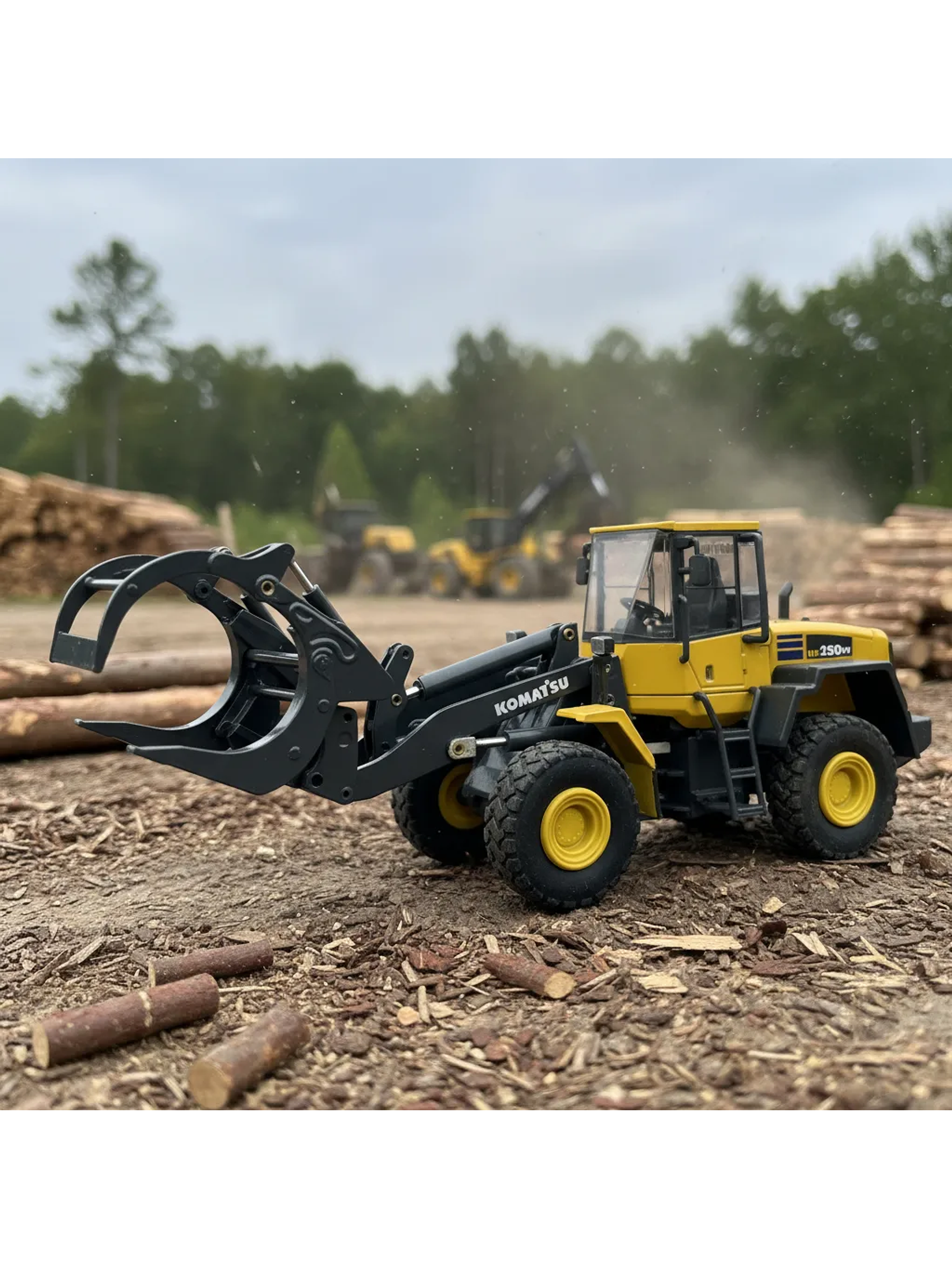 Komatsu WA250PT-5 1:50 CONRAD Modelle – Cargador frontal “tool carrier” de culto para operarios forestales y coleccionistas en Chile 1