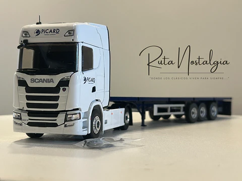 Scania S500 Picard Transports 2021 1:43 Eligor – Camión con remolque plano para coleccionistas y fanáticos del transporte europeo
