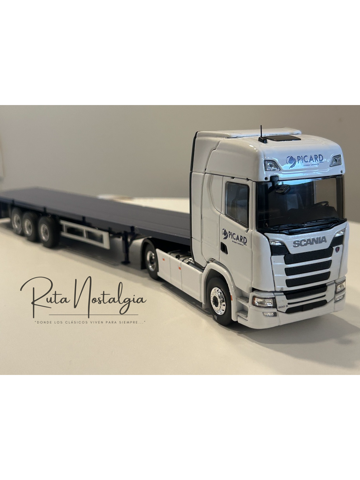 Scania S500 Picard Transports 2021 1:43 Eligor – Camión con remolque plano para coleccionistas y fanáticos del transporte europeo 4