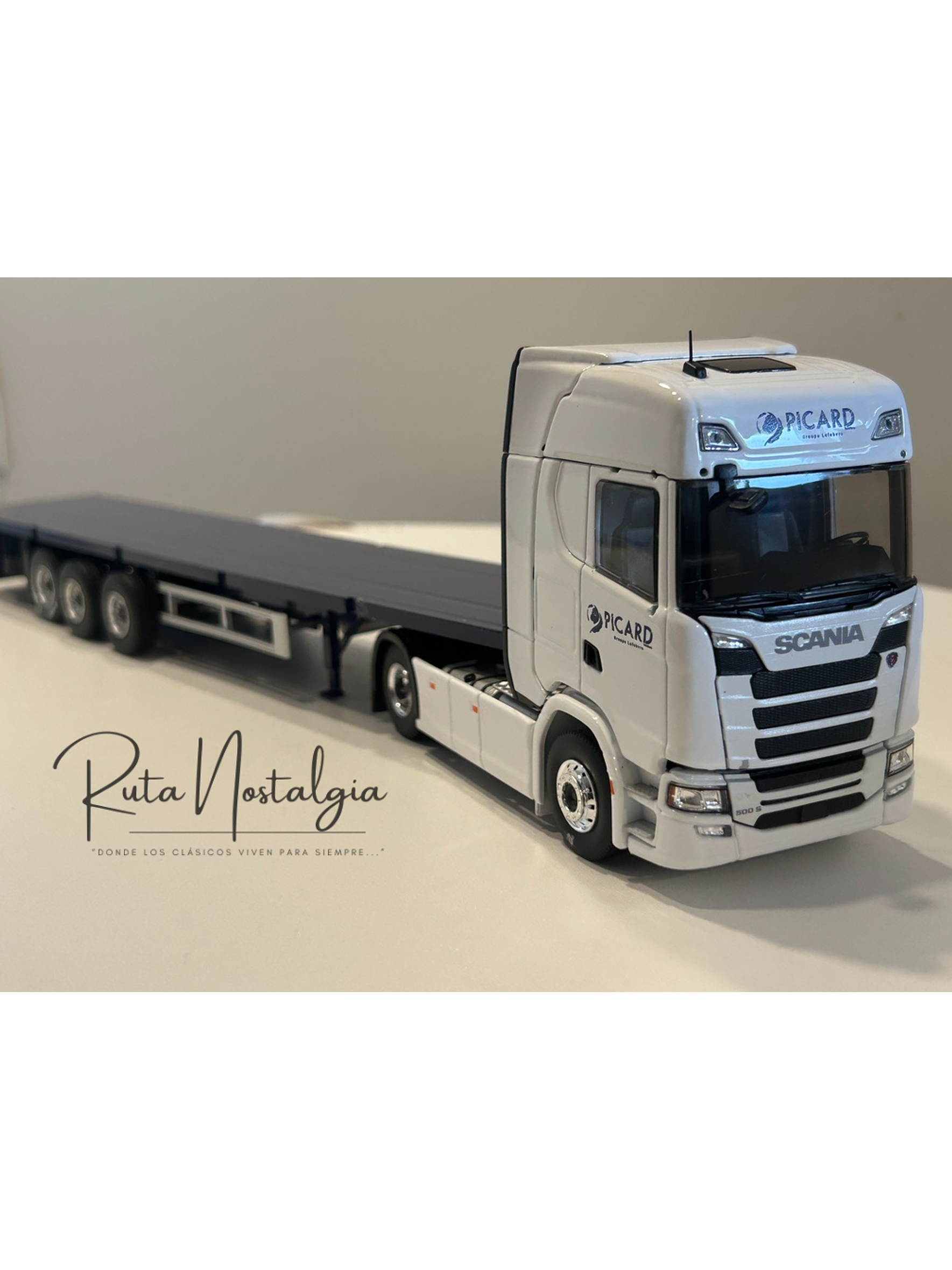 Scania S500 Picard Transports 2021 1:43 Eligor – Camión con remolque plano para coleccionistas y fanáticos del transporte europeo 4