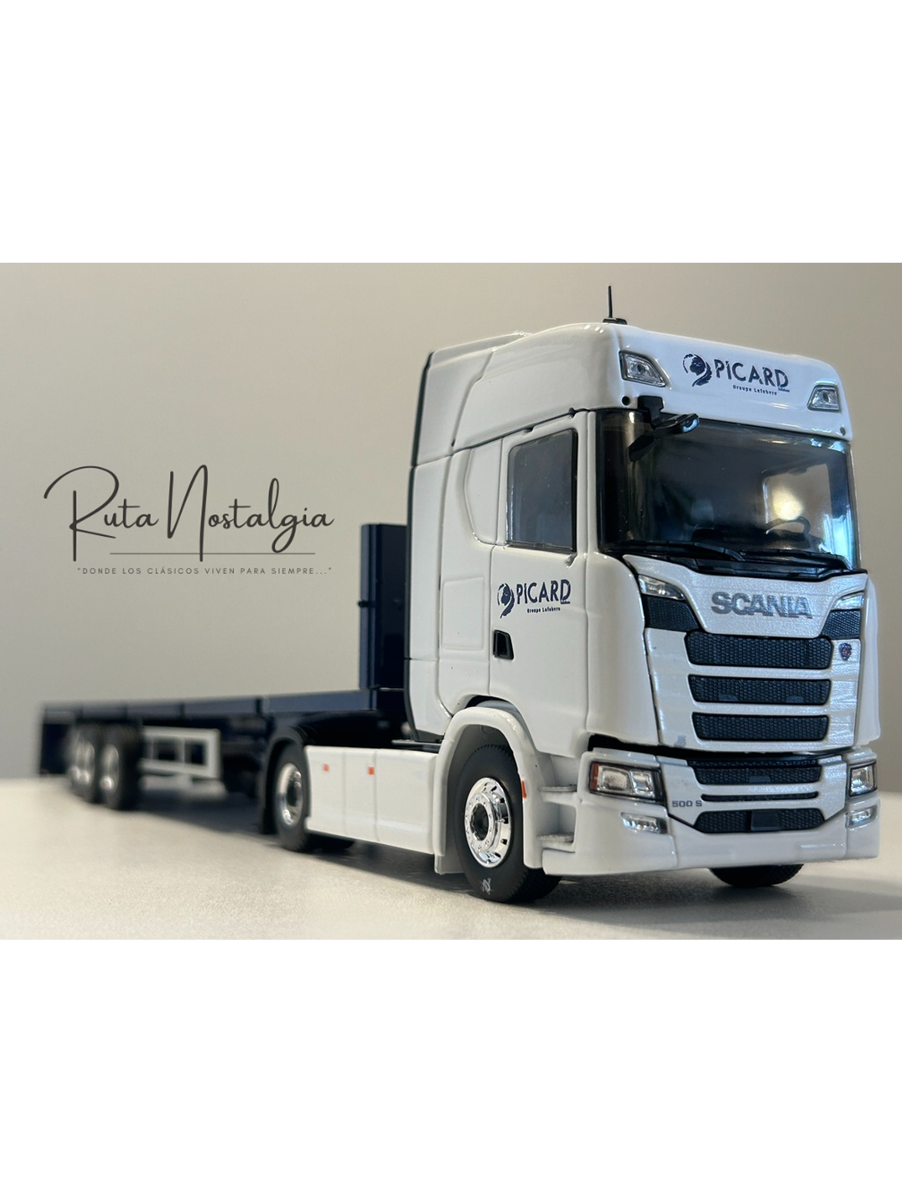 Scania S500 Picard Transports 2021 1:43 Eligor – Camión con remolque plano para coleccionistas y fanáticos del transporte europeo 9