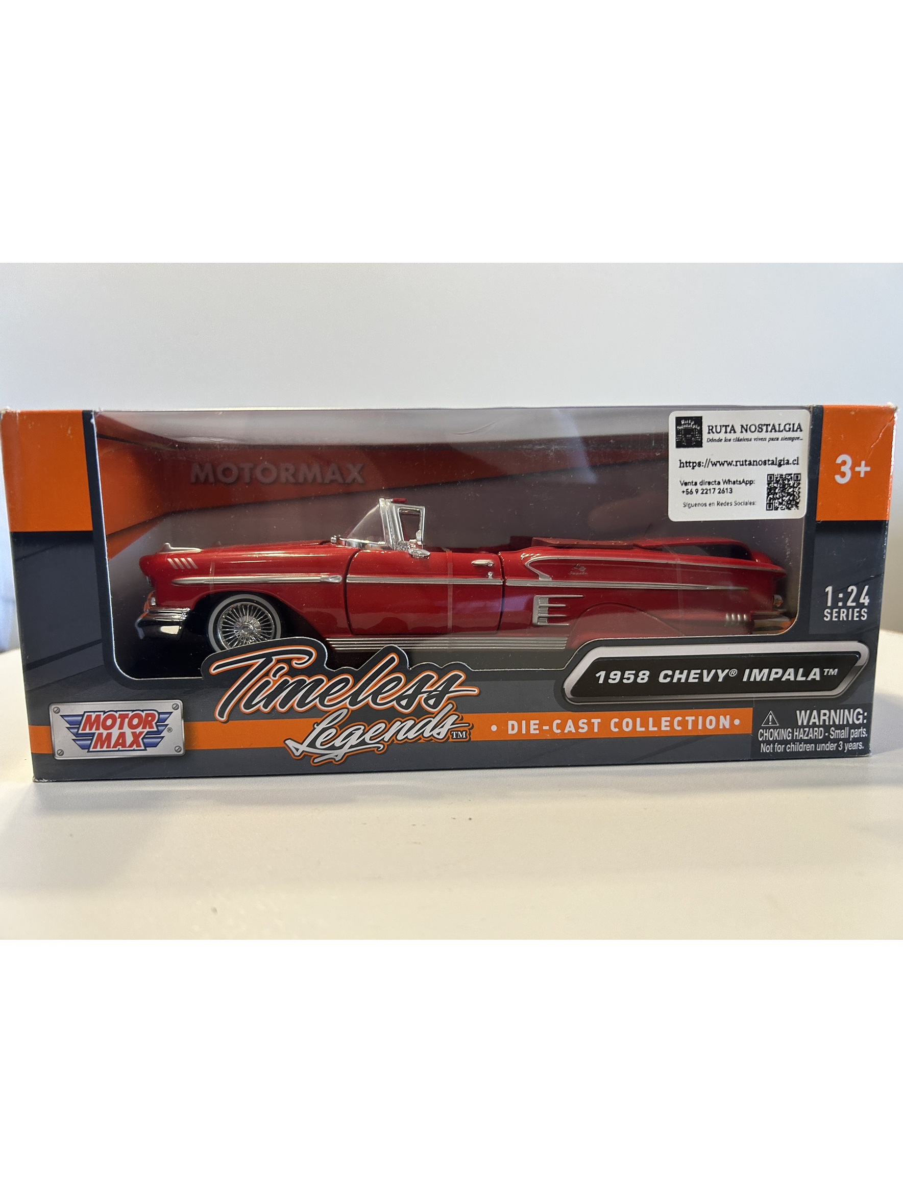 Chevrolet Impala Convertible 1958 rojo 1:24 Motormax – Clásico americano Timeless Legends en Chile 9