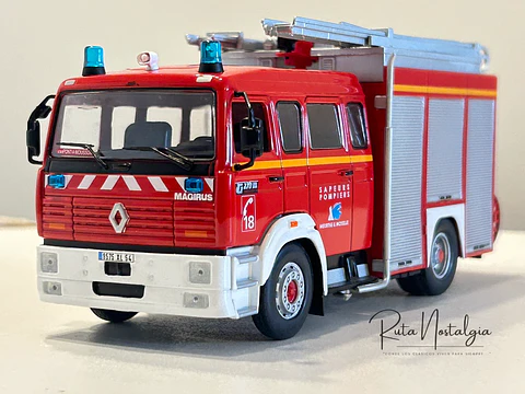 Renault G270 FPTSR 1993 Camión de Bomberos 1:43 Edicola – Sapeurs Pompiers Francia