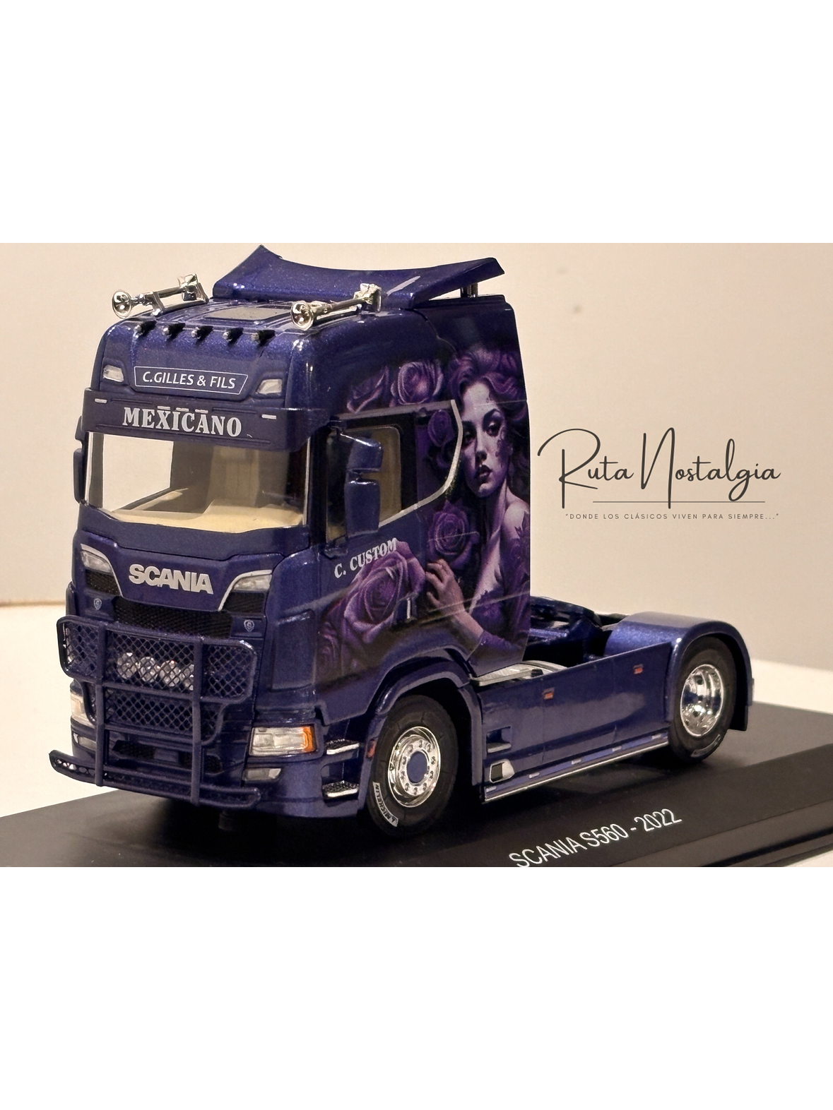 Scania S560 2022 púrpura tuning Hachette 1:43 – camión europeo moderno de colección Truck Tuning  1