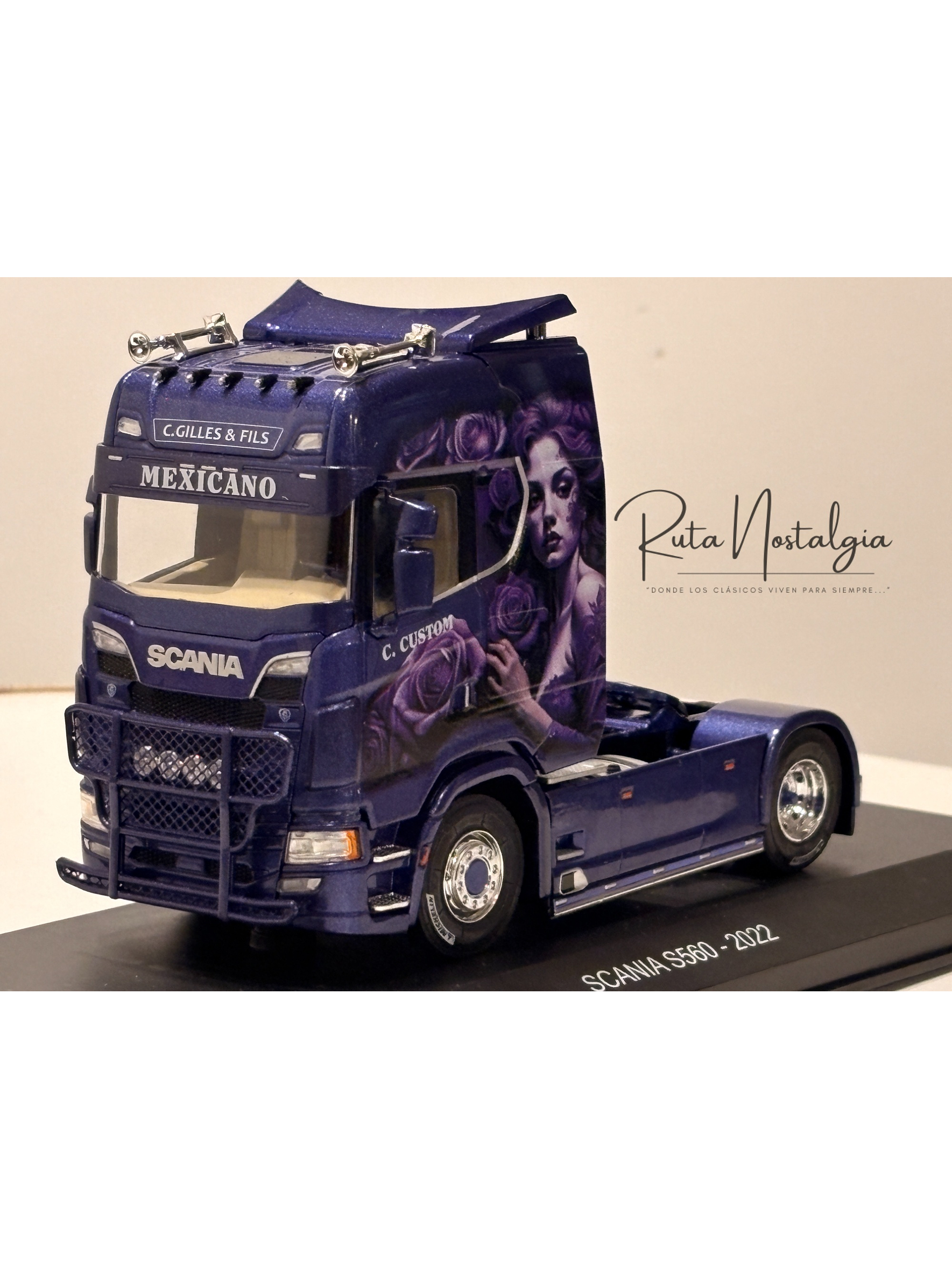 Scania S560 2022 púrpura tuning Hachette 1:43 – camión europeo moderno de colección Truck Tuning  1