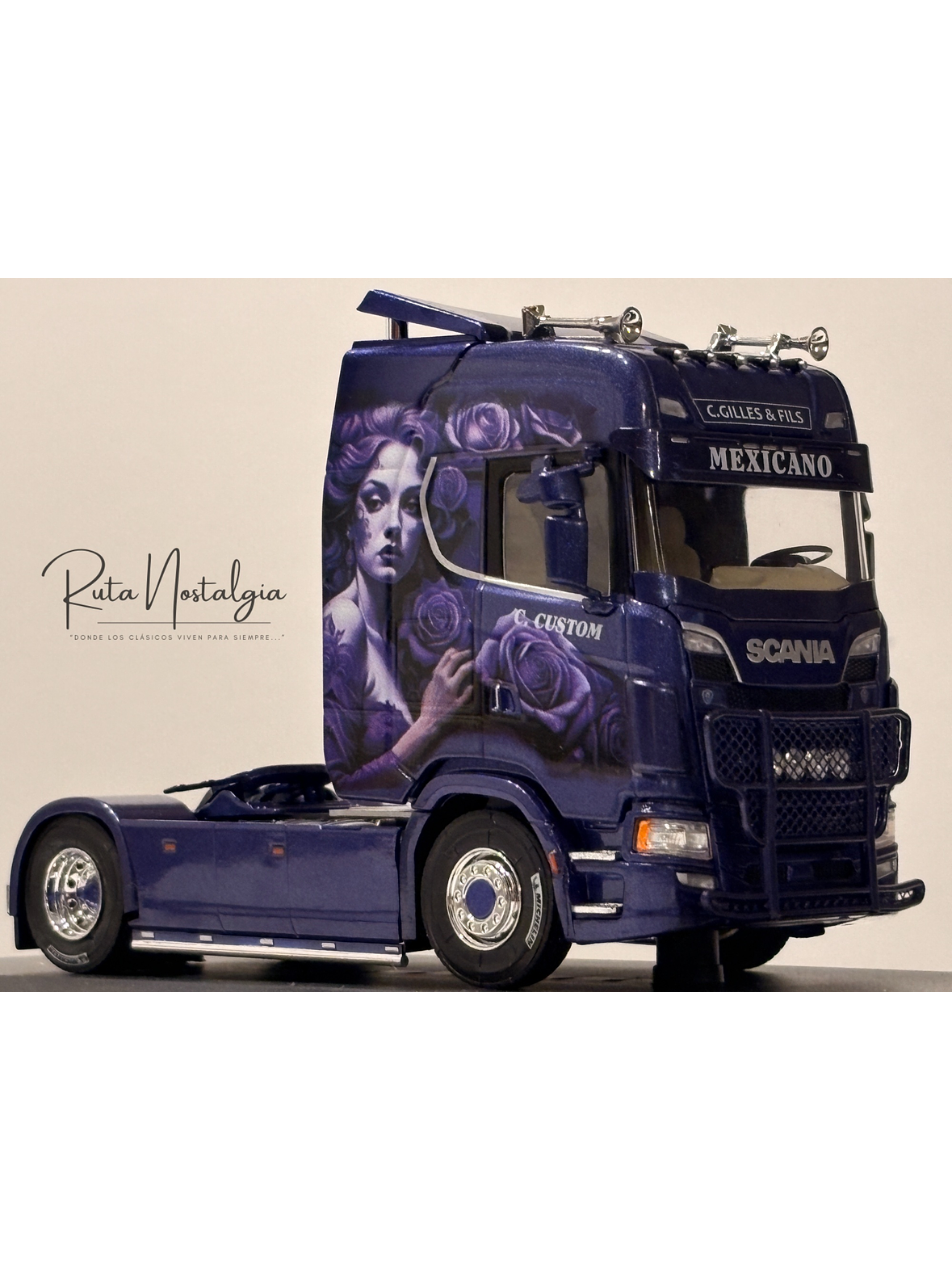 Scania S560 2022 púrpura tuning Hachette 1:43 – camión europeo moderno de colección Truck Tuning  2