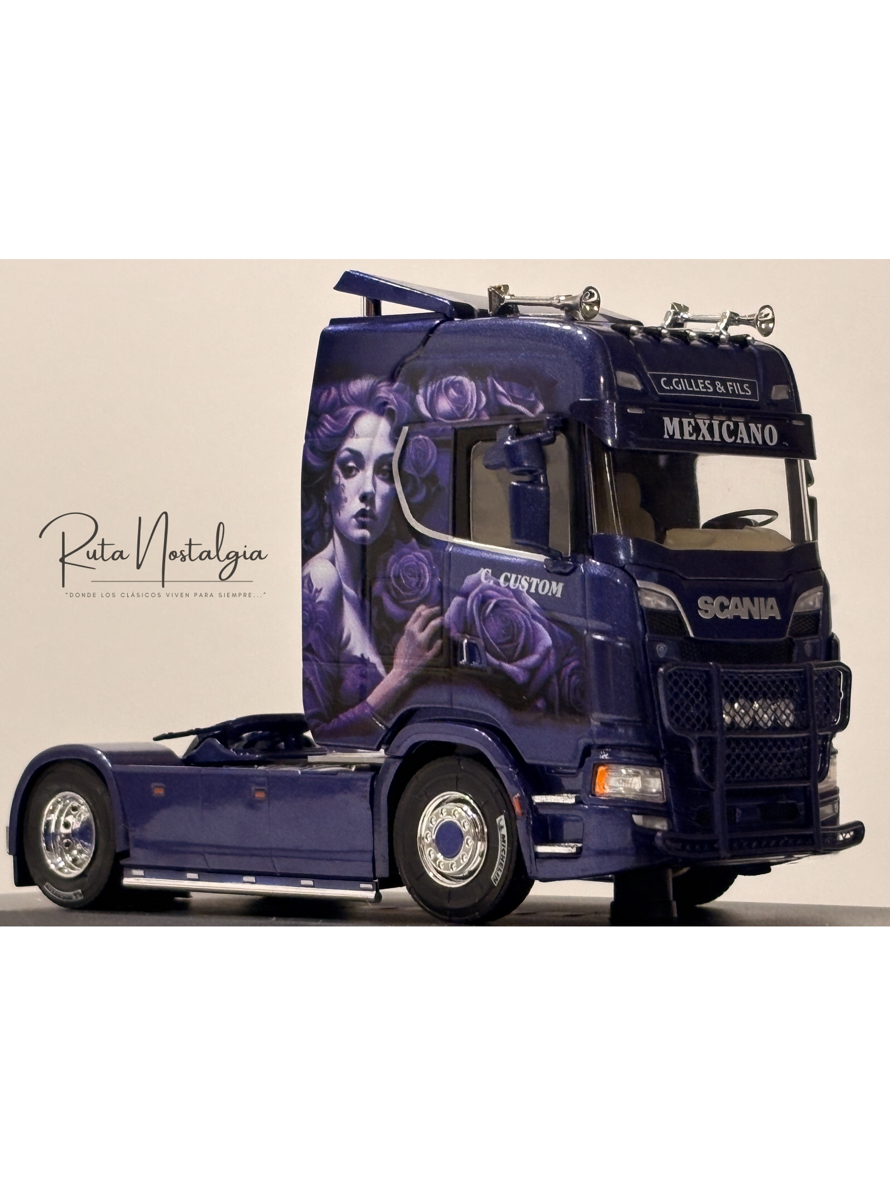 Scania S560 2022 púrpura tuning Hachette 1:43 – camión europeo moderno de colección Truck Tuning  2