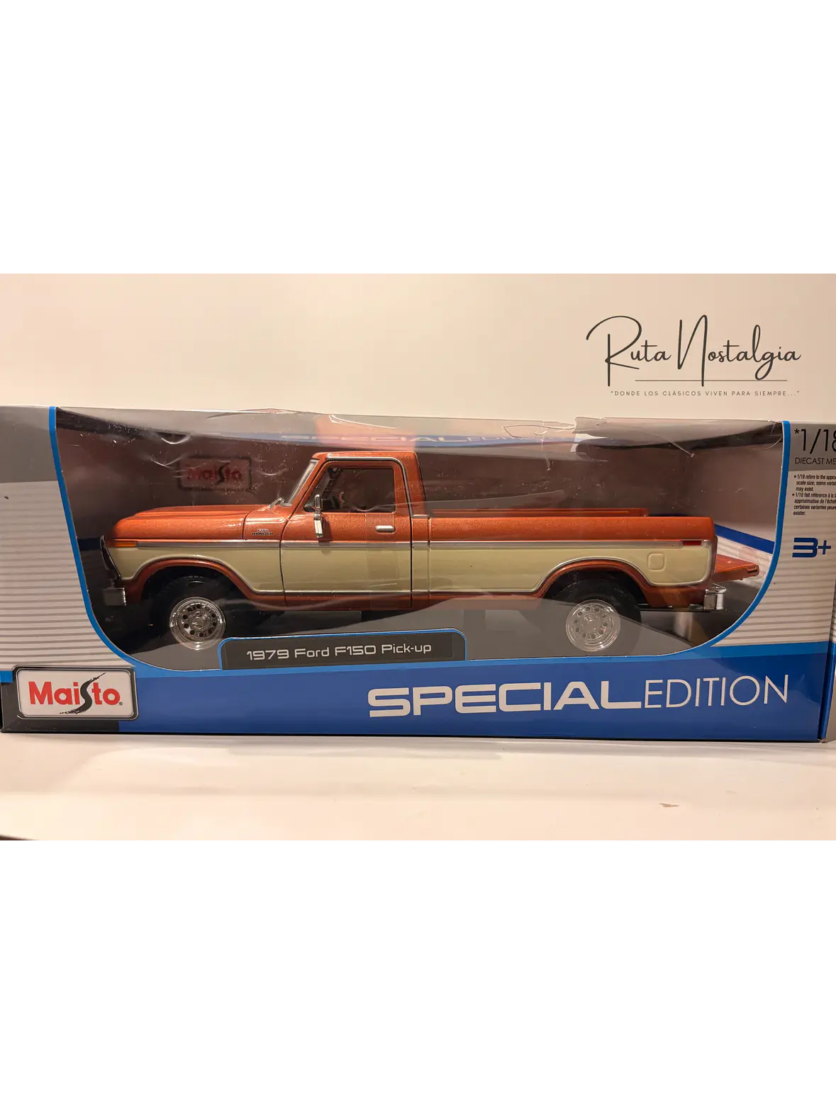 Camioneta a escala Ford F-150 Pick-Up 1979 | Maisto  1:18 Brown White | Camioneta clásica a escala en Chile 11