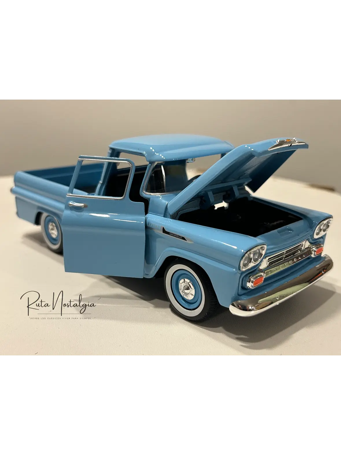 Camioneta a escala Chevrolet Apache Fleetside 1958 | Motormax 1:24 – Pickup clásica americana de colección 3