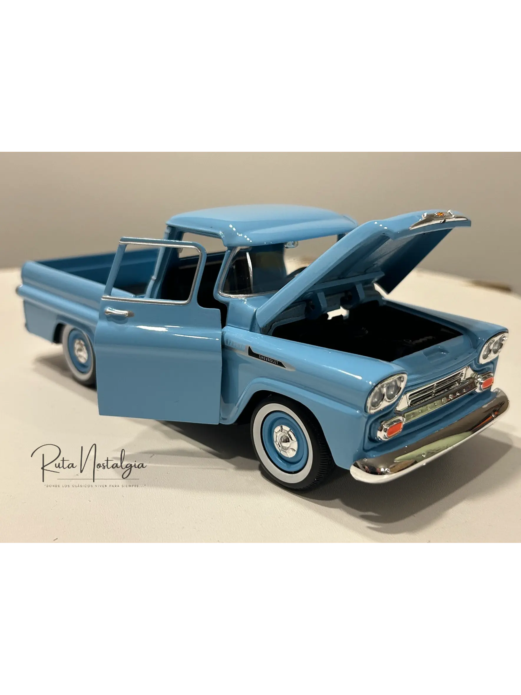 Camioneta a escala Chevrolet Apache Fleetside 1958 | Motormax 1:24 – Pickup clásica americana de colección 3