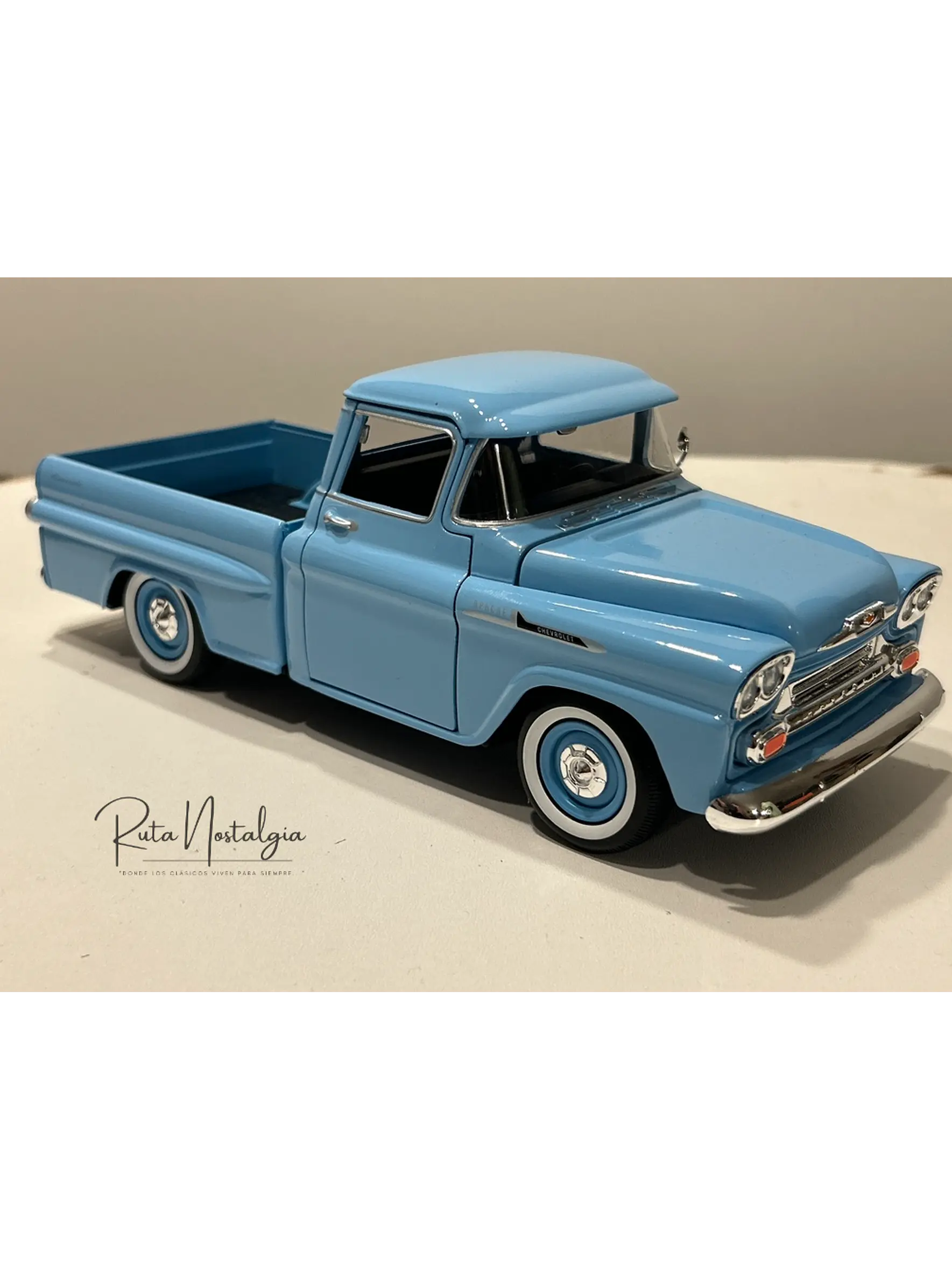 Camioneta a escala Chevrolet Apache Fleetside 1958 | Motormax 1:24 – Pickup clásica americana de colección 4