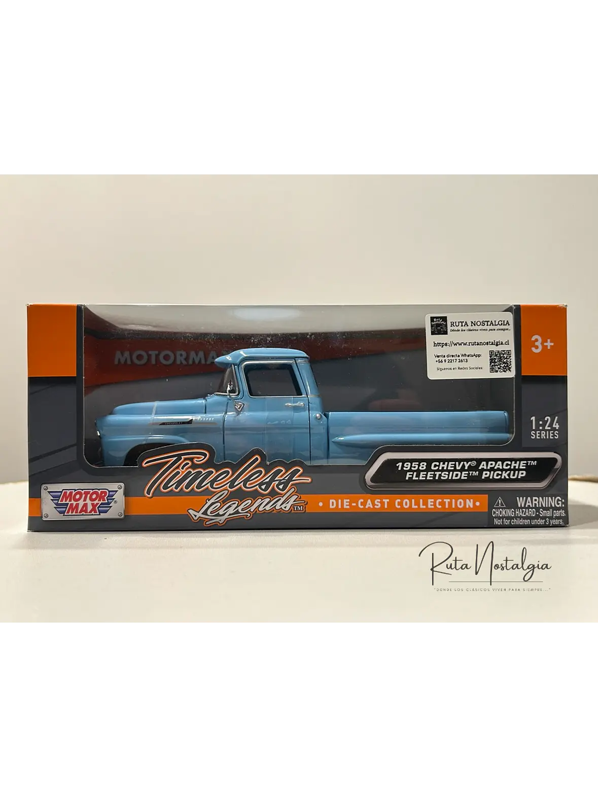 Camioneta a escala Chevrolet Apache Fleetside 1958 | Motormax 1:24 – Pickup clásica americana de colección 10