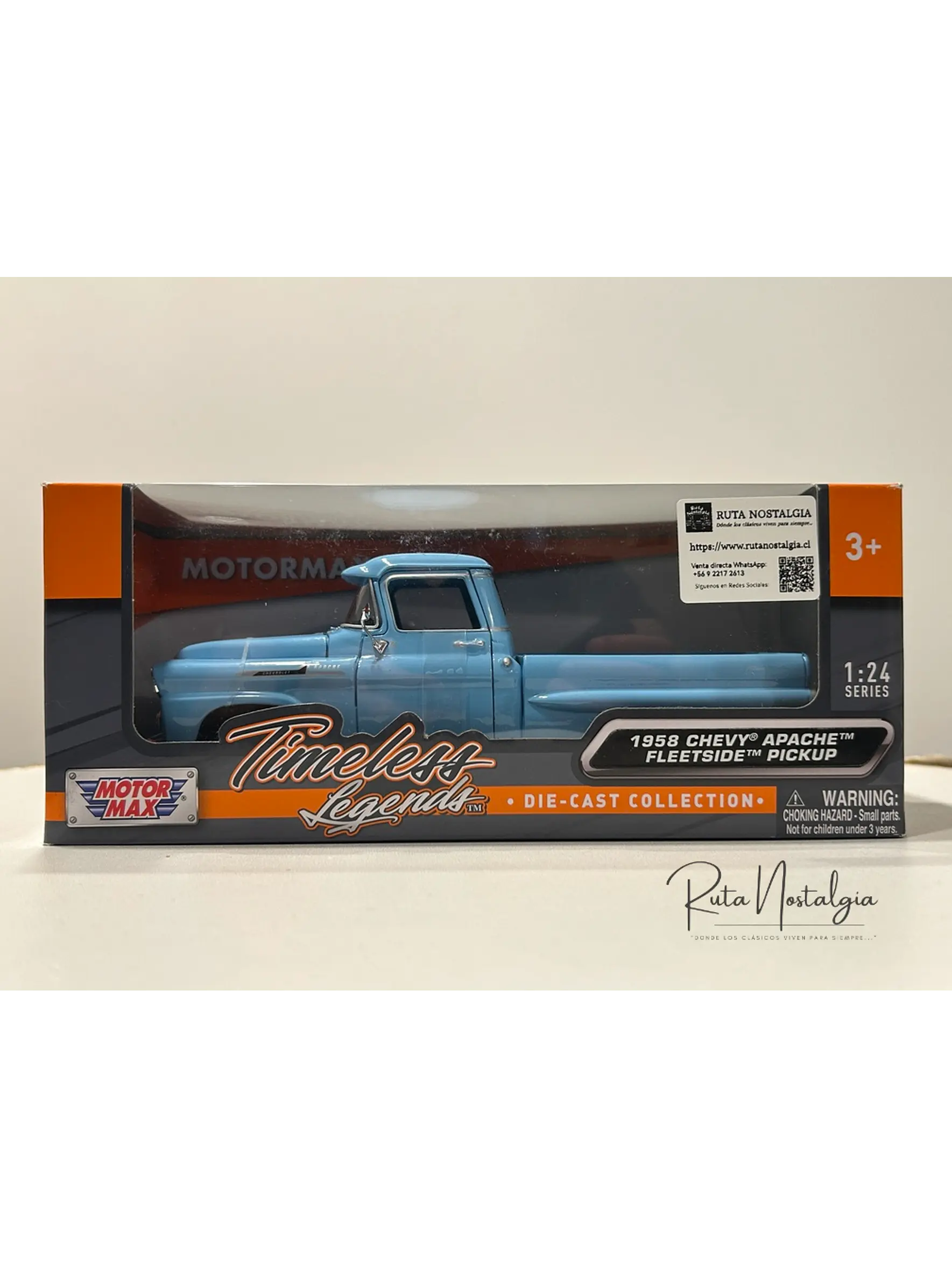 Camioneta a escala Chevrolet Apache Fleetside 1958 | Motormax 1:24 – Pickup clásica americana de colección 10