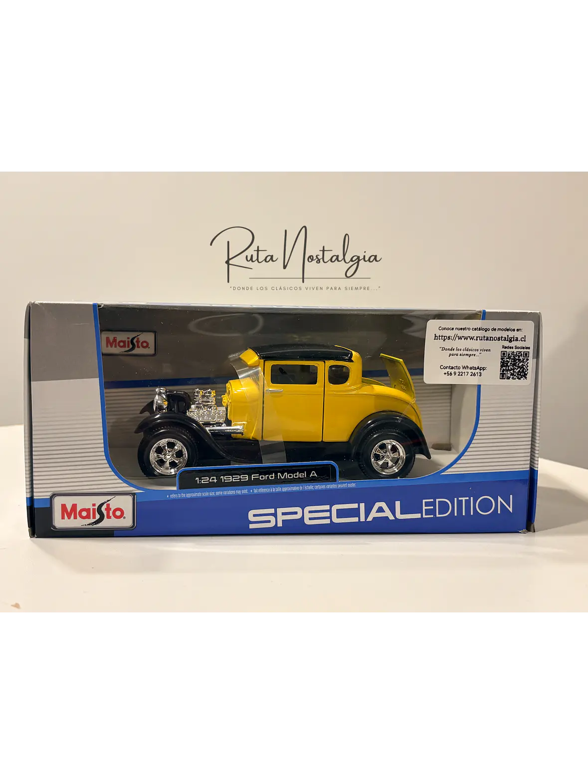 Ford Model A Hot Rod 1929 Amarillo Negro Maisto 1:24 | Hot Rod Clásico Americano de Colección en Chile 9