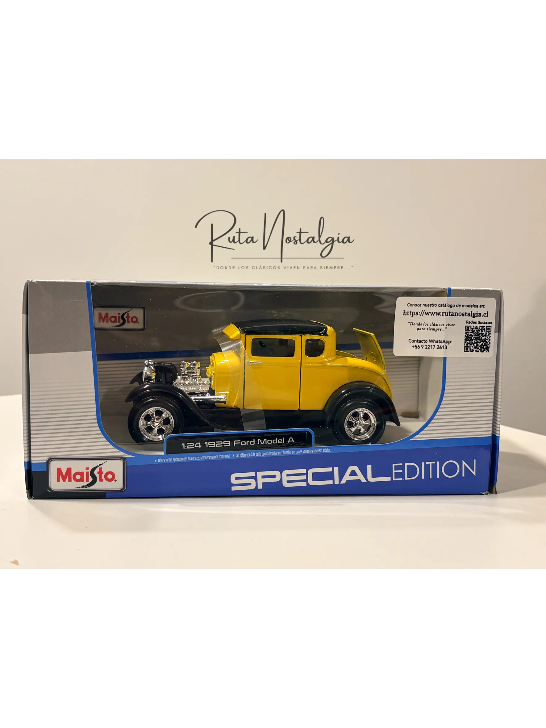 Ford Model A Hot Rod 1929 Amarillo Negro Maisto 1:24 | Hot Rod Clásico Americano de Colección en Chile 9