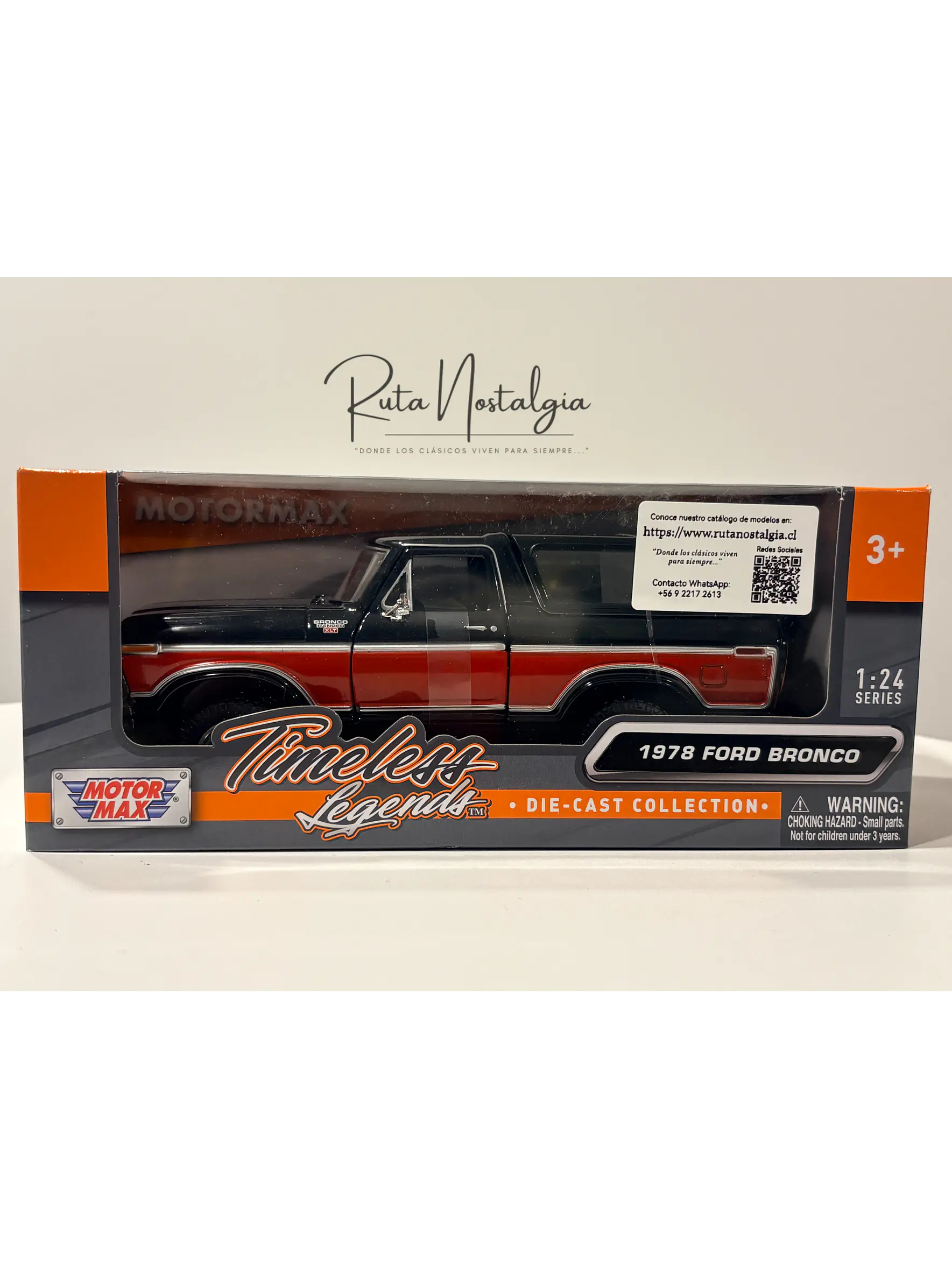 Ford Bronco Ranger XLT 1978 Motormax 1:24 Negro/Rojo | 4x4 Clásico Americano de Colección en Chile 9