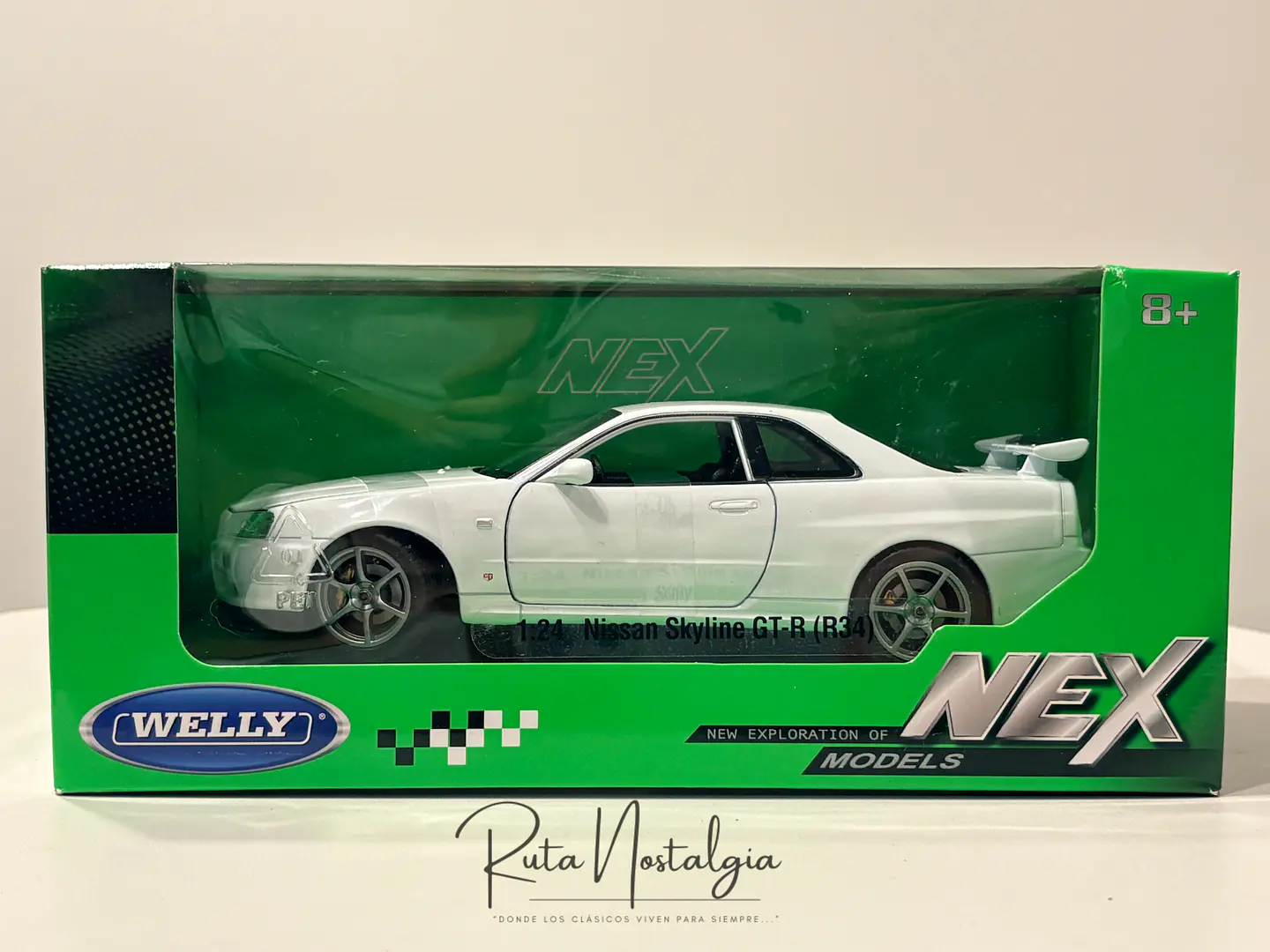 Nissan Skyline GT-R (R34) — Welly NEX Models 1:24 | ESPEJO RETROVISOR REPARADO 12