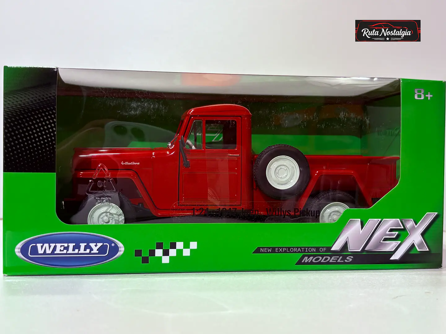 Jeep Willys Pickup 1947 Welly 1:24 Rojo | 4x4 Clasico 10