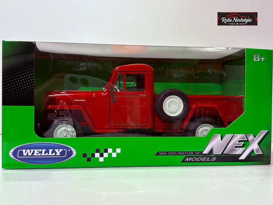 Jeep Willys Pickup 1947 Welly 1:24 Rojo | 4x4 Clasico 10