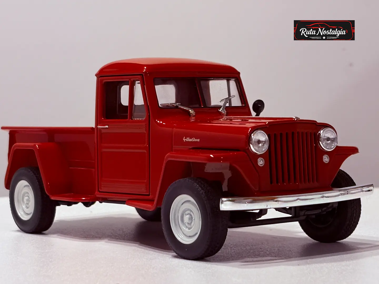 Jeep Willys Pickup 1947 Welly 1:24 Rojo | 4x4 Clasico 1