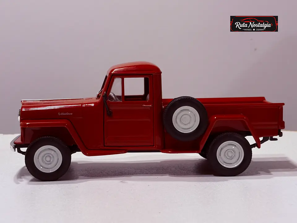Jeep Willys Pickup 1947 Welly 1:24 Rojo | 4x4 Clasico 5