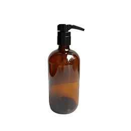 Botella de vidrio ámbar 500 ml con dispensador jabón