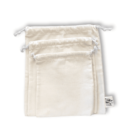 Pack 3 bolsas reutilizables de algodón crudo