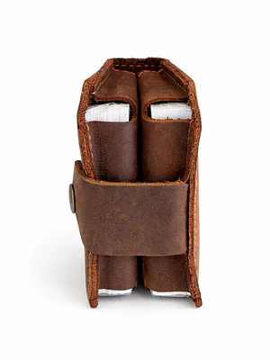 Elegante Juego de Cartas Inglés de Cuero Café