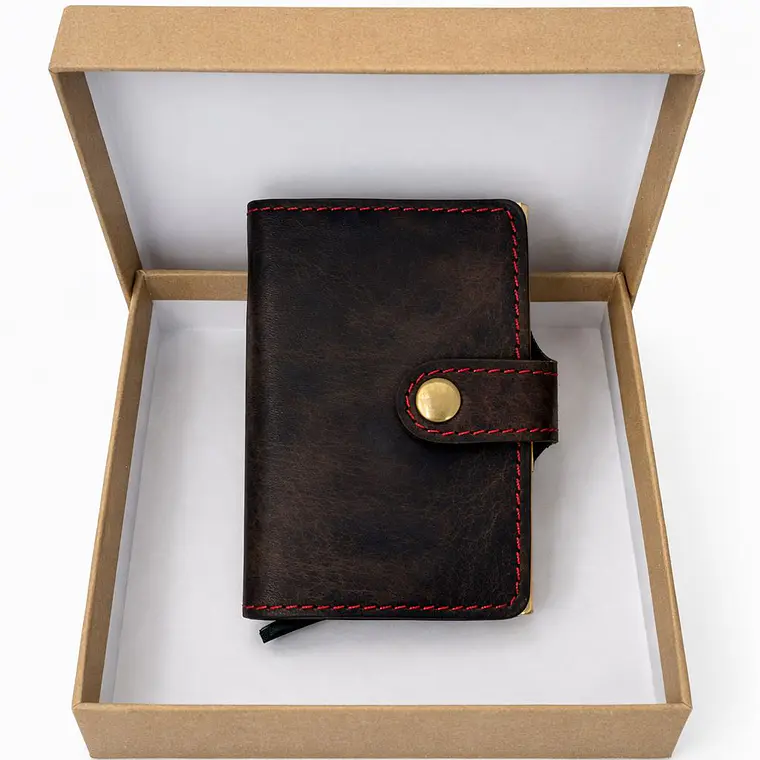 Billetera Cuero Vintage Broche 1