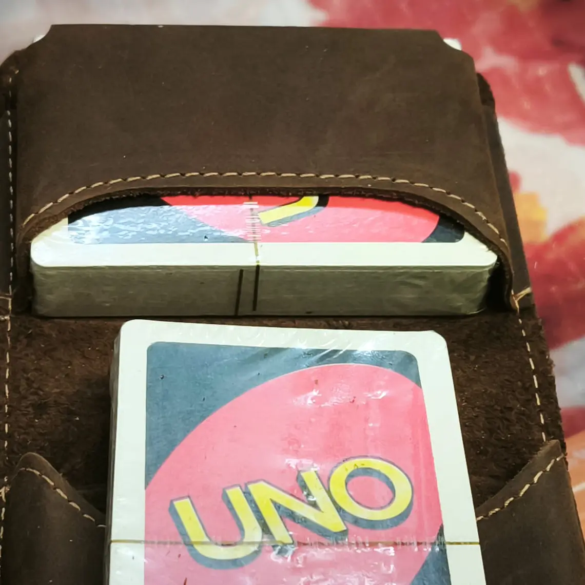 Elegante Juego de Cartas Inglés de Cuero Café 2