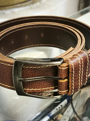 Cinturón Cuero Tabaco Texturizado