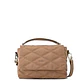 Cartera bandolera con tapa elvira pequeña beige oscuro - Miniatura 1