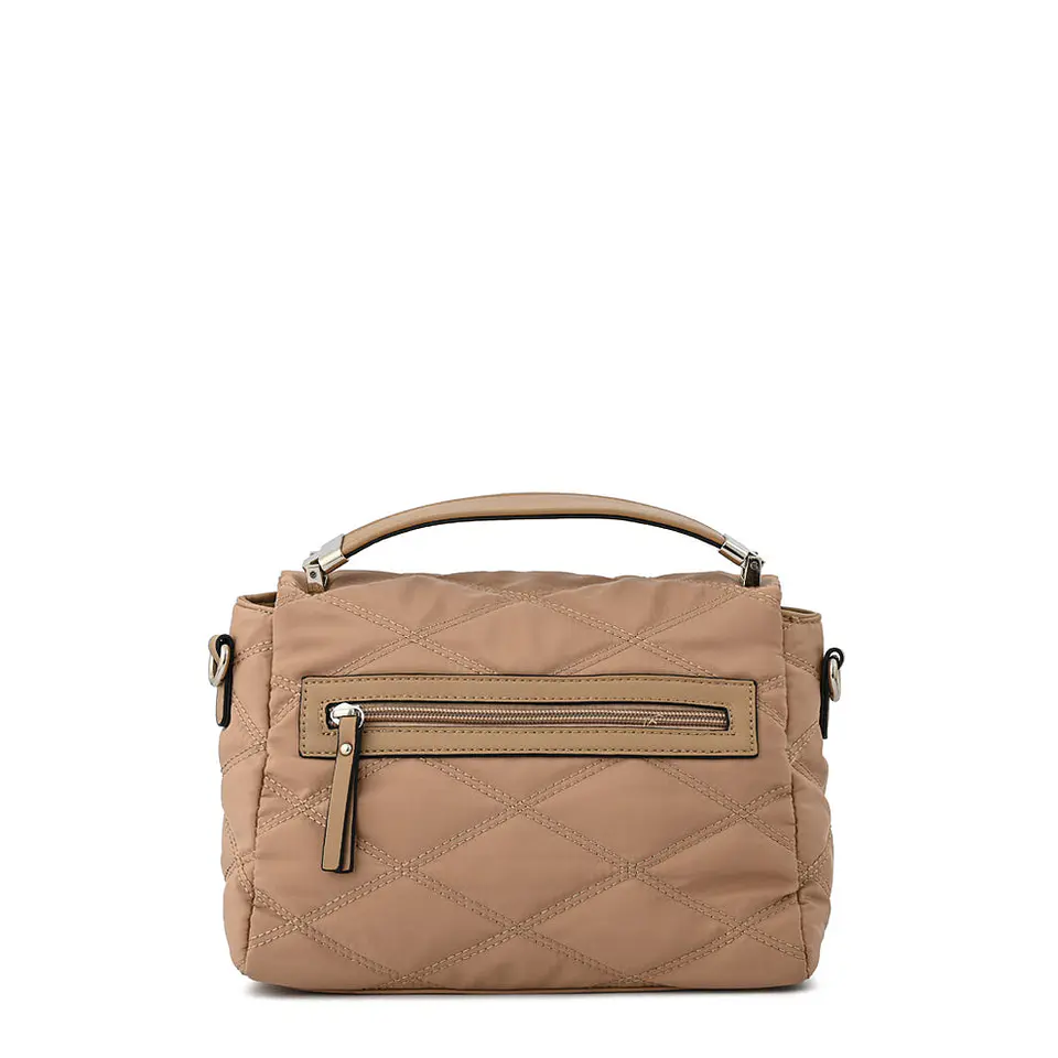 Cartera bandolera con tapa elvira pequeña beige oscuro 2