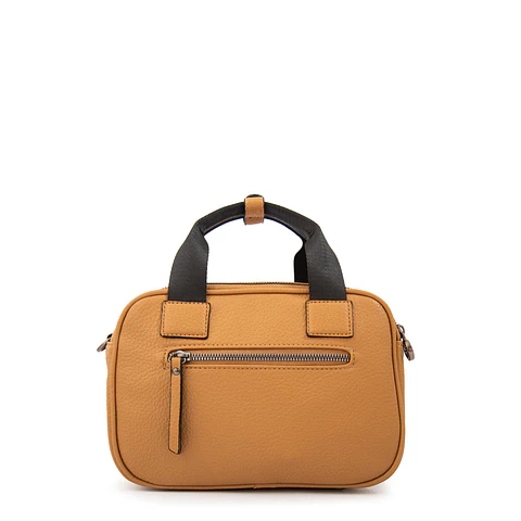 Cartera bandolera con asas helena pequeña beige oscuro