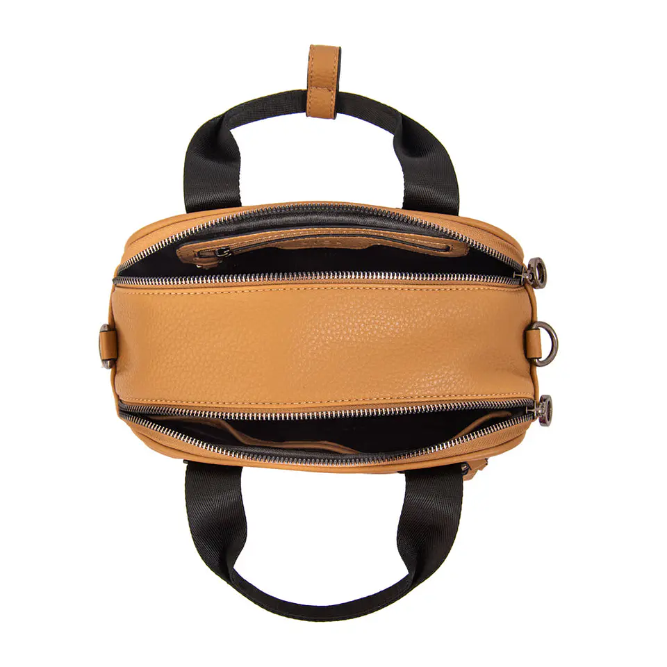 Cartera bandolera con asas helena pequeña beige oscuro 3