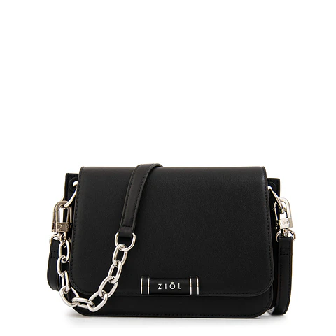 Cartera bandolera con tapa karina mediana negro