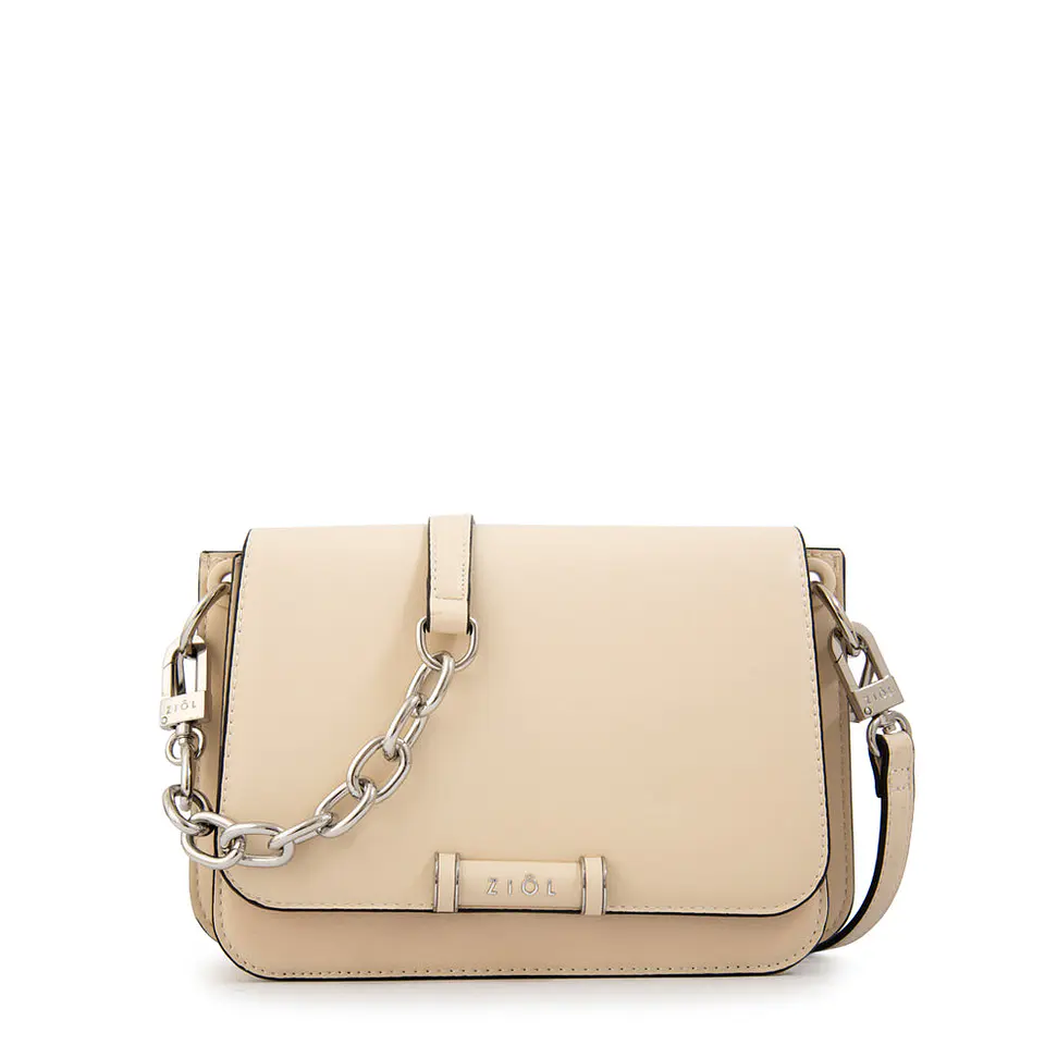 Cartera bandolera con tapa karina mediana blanco crudo 1