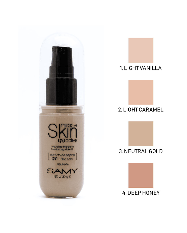 Base de Maquillaje Hidratante Miracle Skin Q10 Active SAMY 30g