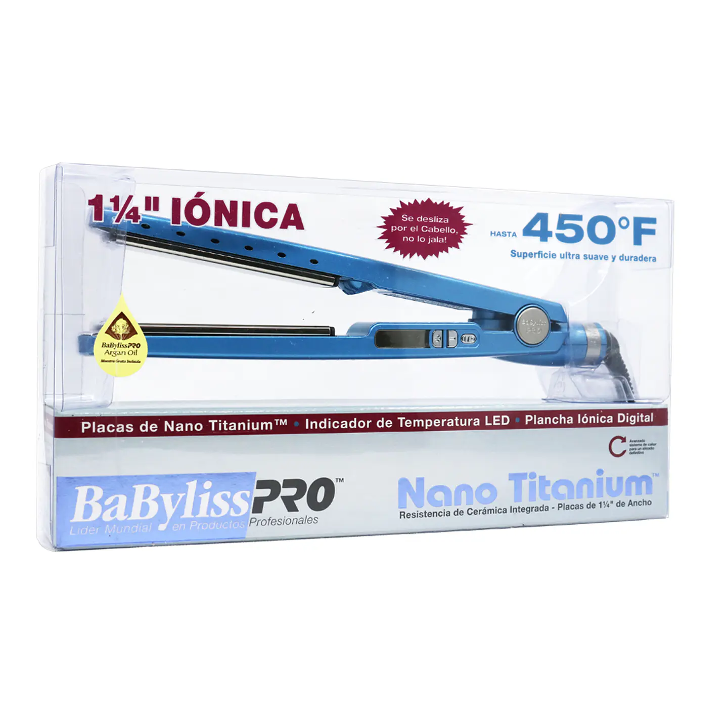 Plancha Iónica Digital BaBylissPRO Nano Titanium 1 ¼” Azul 2