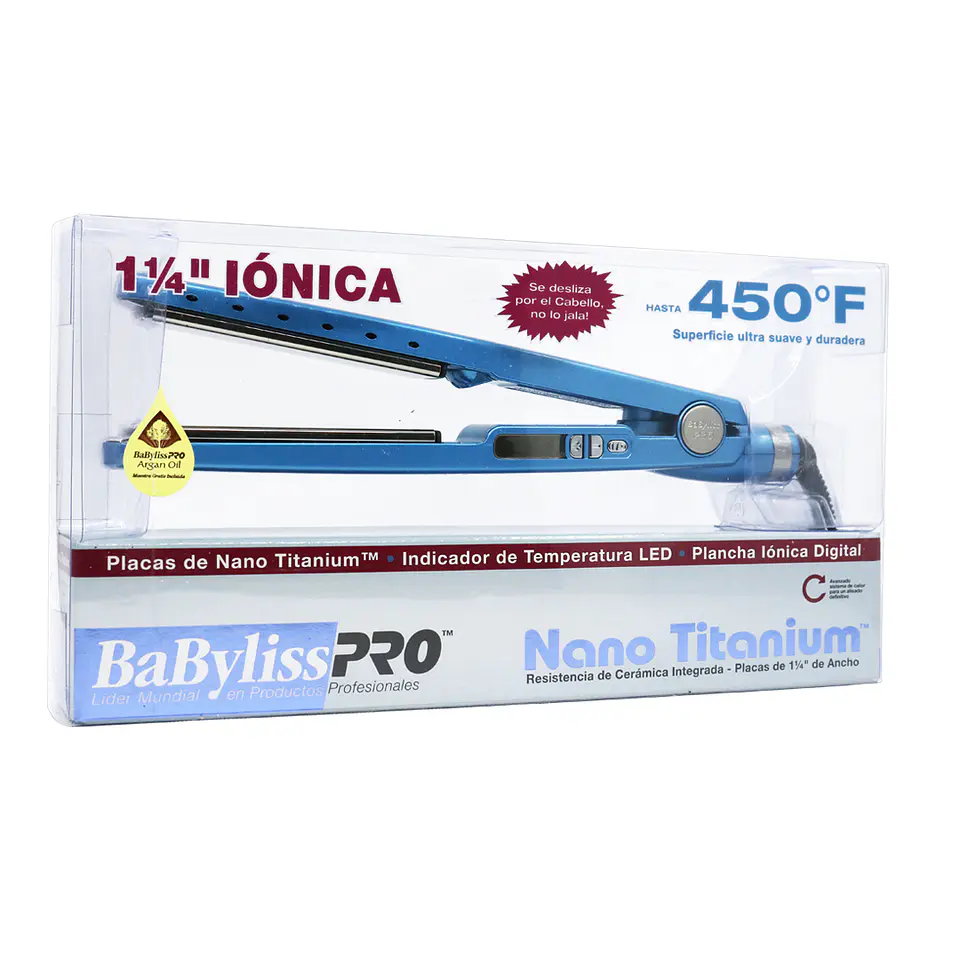 Plancha Iónica Digital BaBylissPRO Nano Titanium 1 ¼” Azul 2