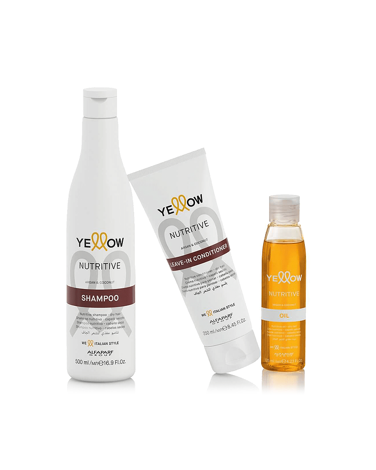 Combo Nutritivo Cabello Seco YELLOW Nutritive Champú + Acondicionador + Aceite