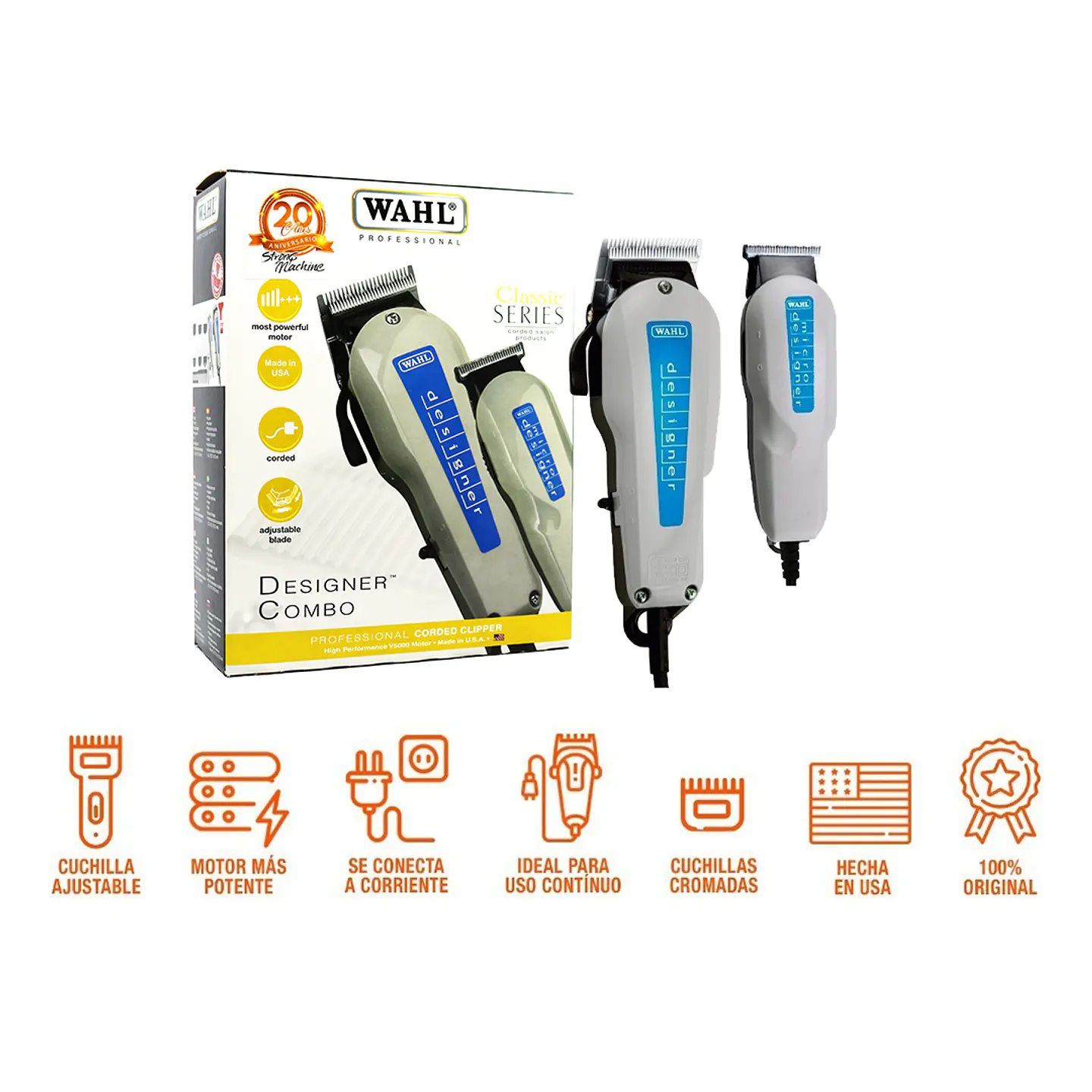 Pack Máquina Cortadora y Patillera Profesional WAHL Designer Six 5
