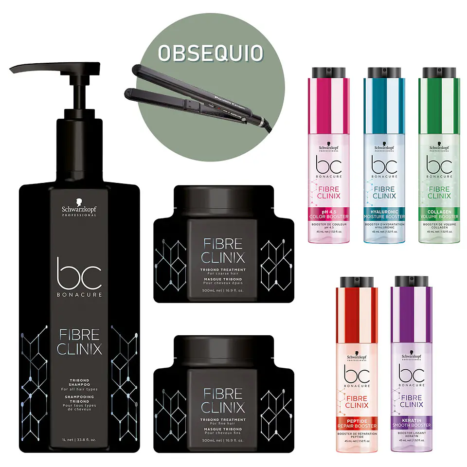 Kit exclusivo de salón BC Bonacure Fibre Clinix + Obsequio Plancha Profesional 1