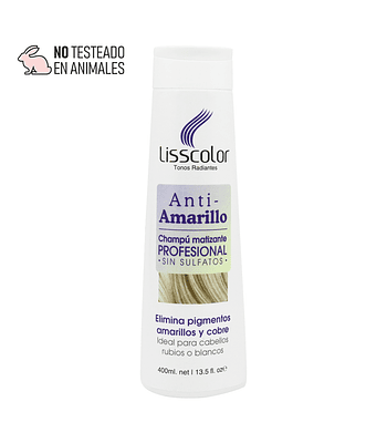 Shampoo Matizante Anti-Amarillo Sin Sulfatos Profesional Lisscolor 400ml