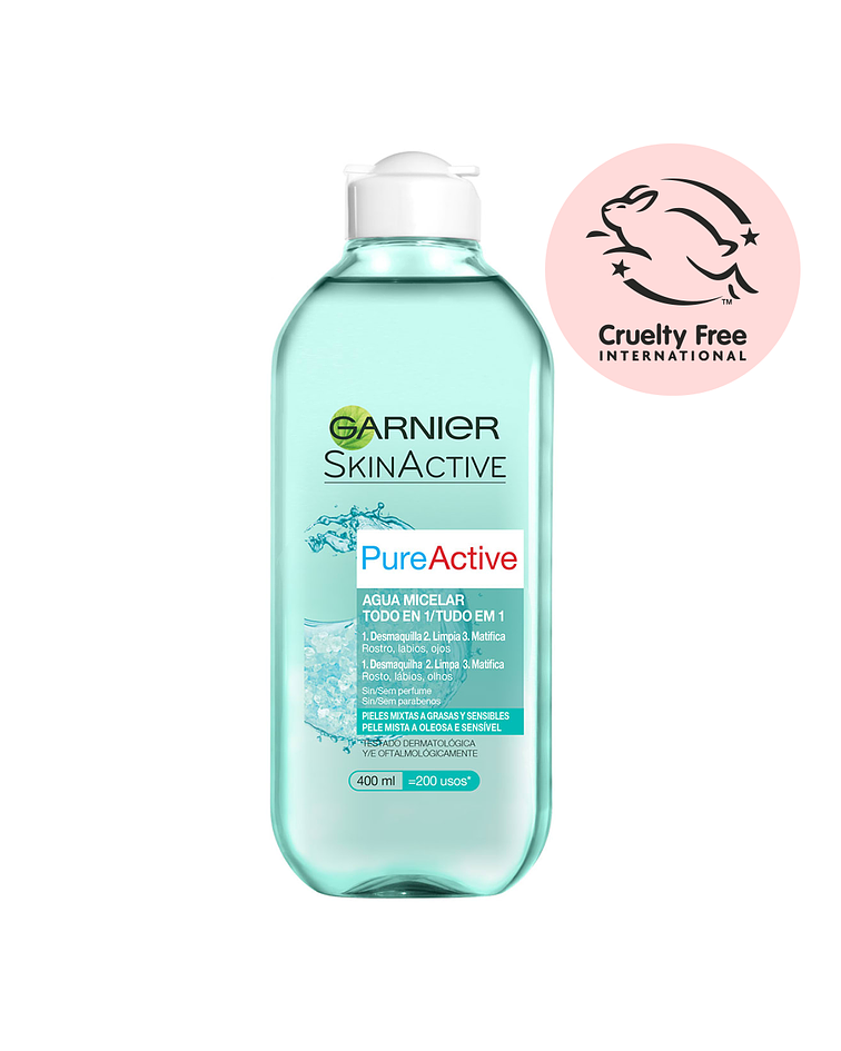Agua Micelar Garnier Skin Active Pure Active Piel Mixta y Grasa 400 Ml