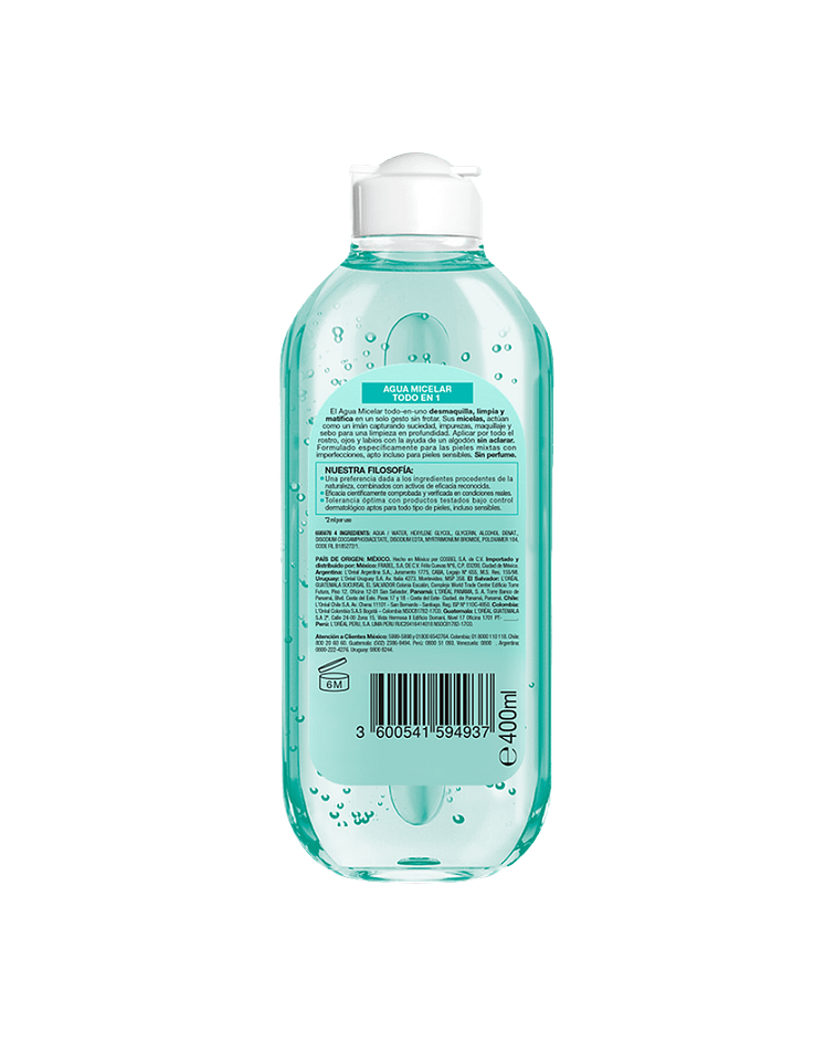 Agua Micelar Pure Active GARNIER Skin Active 400ml